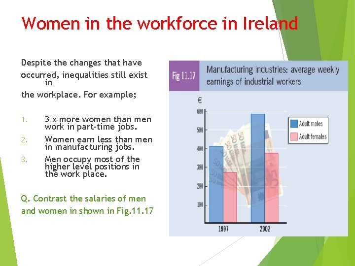 Women in the workforce in Ireland Despite the changes that have occurred, inequalities still