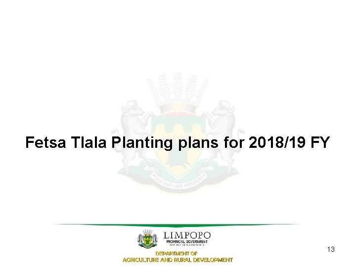 Fetsa Tlala Planting plans for 2018/19 FY 13 