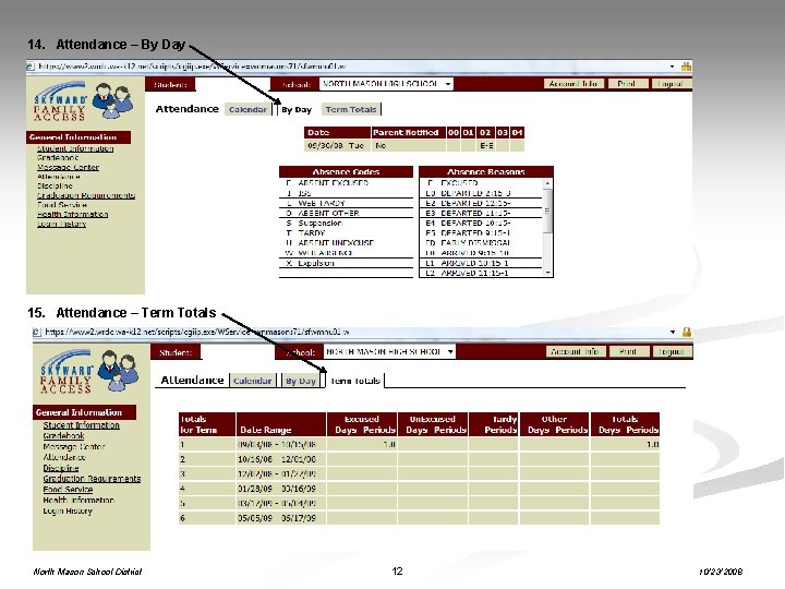 14. Attendance – By Day 15. Attendance – Term Totals North Mason School District