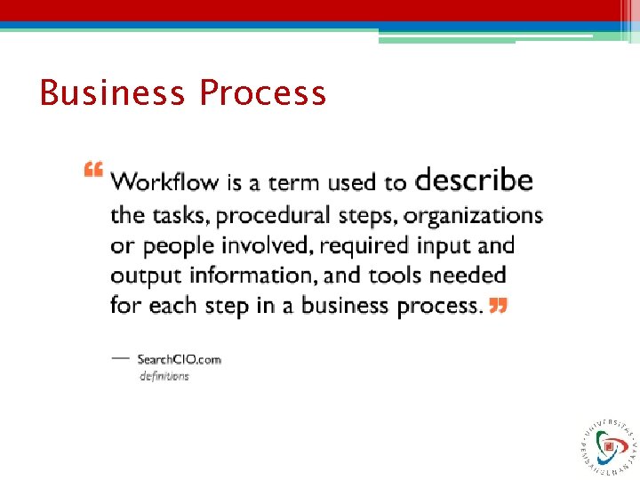 Analisis Proses Bisnis Introduction to Business Process and
