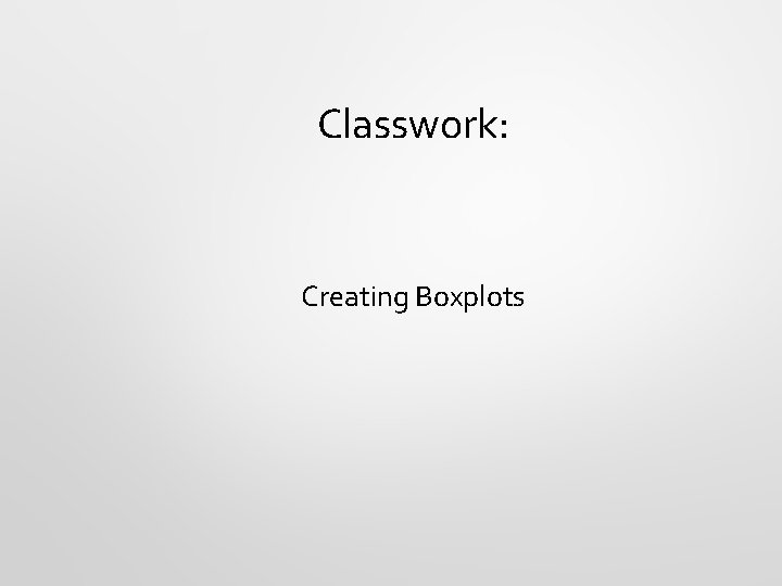 Classwork: Creating Boxplots 