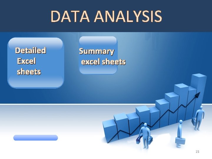 DATA ANALYSIS Detailed Excel sheets Summary excel sheets 15 DATA ANALYSIS Detailed Excel sheets Summary excel sheets 15
