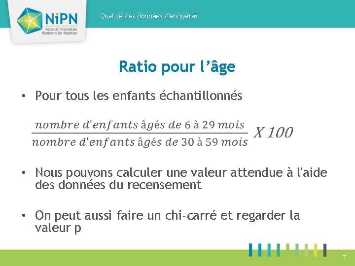 Qualité des données d'enquêtes Ratio pour l’âge • Pour tous les enfants échantillonnés •