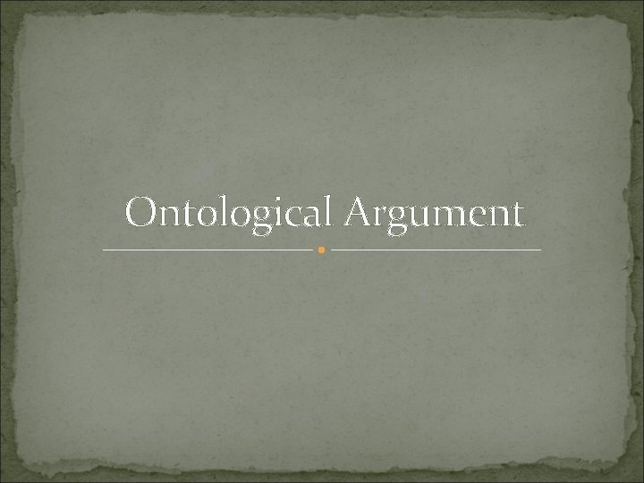 Ontological Argument 