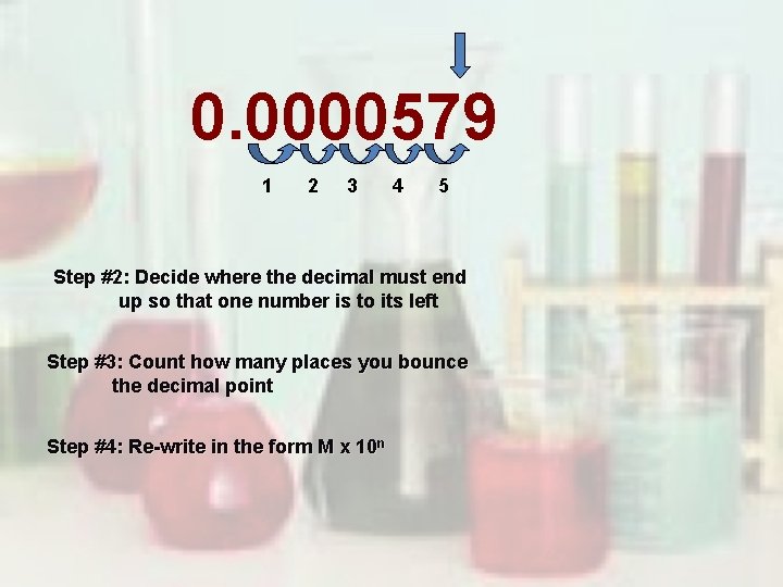 0. 0000579 1 2 3 4 5 Step #2: Decide where the decimal must