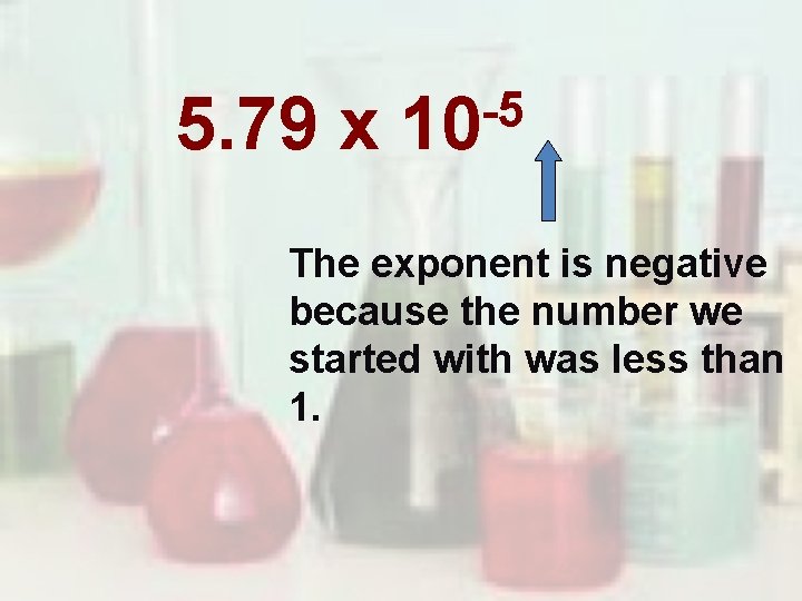 5. 79 x -5 10 The exponent is negative because the number we started