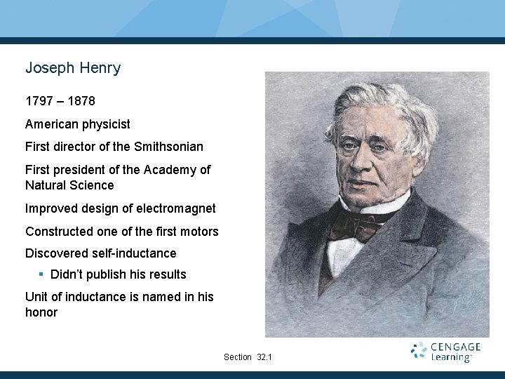 Joseph Henry 1797 – 1878 American physicist First director of the Smithsonian First president