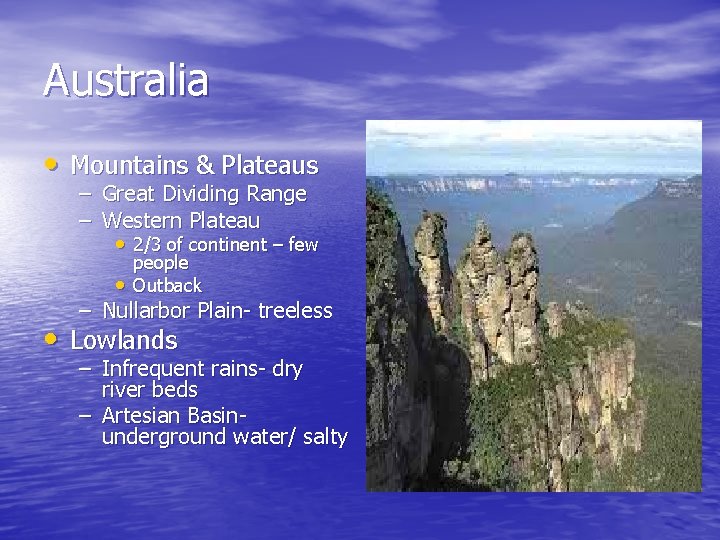 Australia • Mountains & Plateaus – Great Dividing Range – Western Plateau • 2/3