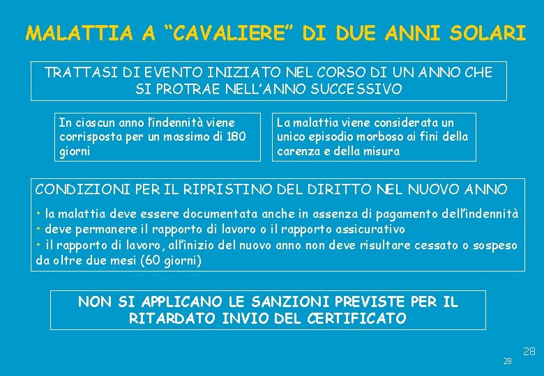 MALATTIA A “CAVALIERE” DI DUE ANNI SOLARI TRATTASI DI EVENTO INIZIATO NEL CORSO DI