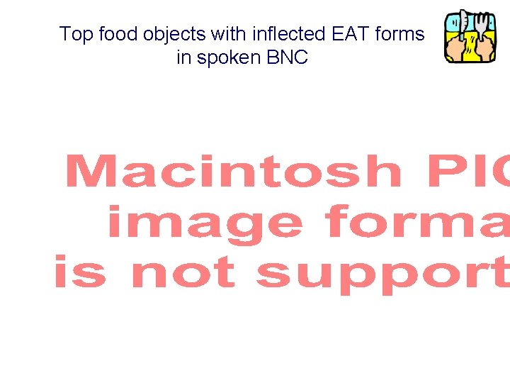 Top food objects with inflected EAT forms in spoken BNC 
