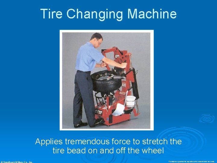 Tire Changing Machine Applies tremendous force to stretch the tire bead on and off