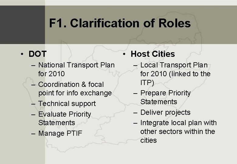 Department of Transport 2010 FIFA World Cup Transport