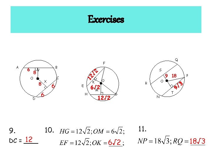 Exercises 8 B Y O 8 D 9. 12 DC = ____ X C