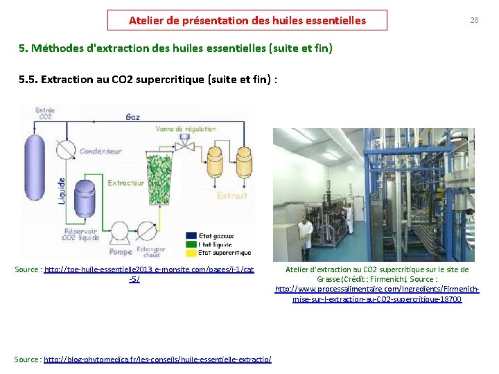 Atelier de présentation des huiles essentielles 28 5. Méthodes d'extraction des huiles essentielles (suite