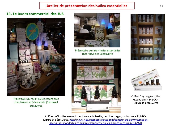 Atelier de présentation des huiles essentielles 66 19. Le boom commercial des H. E.