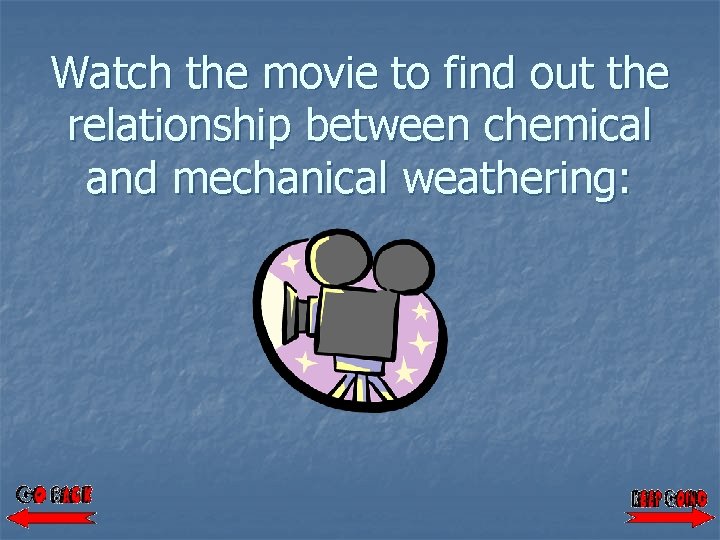 Watch the movie to find out the relationship between chemical and mechanical weathering: 