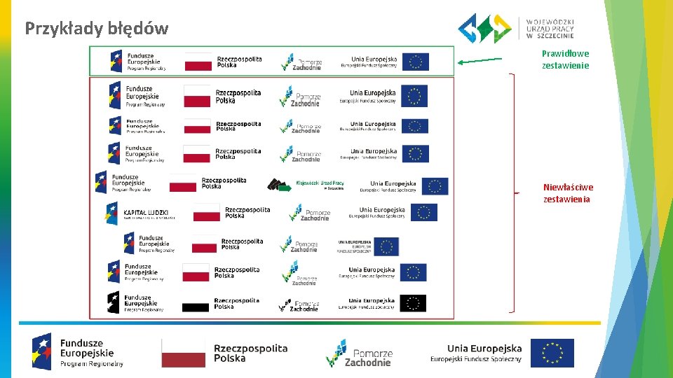 Przykłady błędów Prawidłowe zestawienie Niewłaściwe zestawienia 