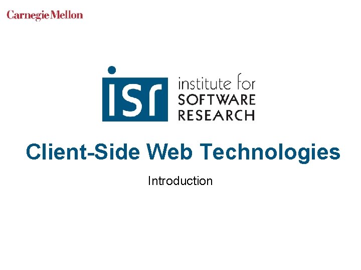 Client-Side Web Technologies Introduction 