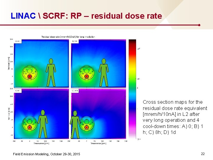 LINAC  SCRF: RP – residual dose rate Cross section maps for the residual