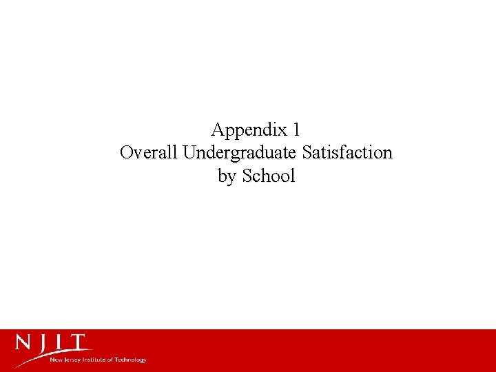 Appendix 1 Overall Undergraduate Satisfaction by School 