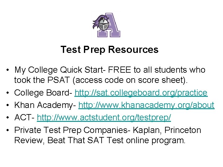 Test Prep Resources • My College Quick Start- FREE to all students who took