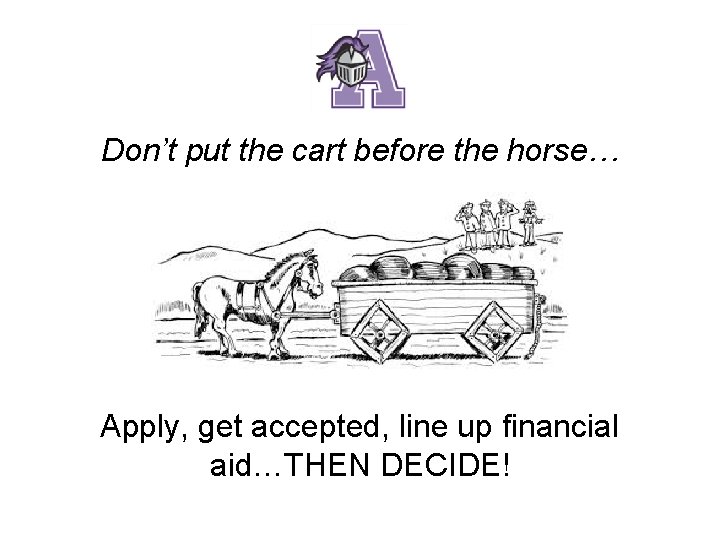 Don’t put the cart before the horse… Apply, get accepted, line up financial aid…THEN