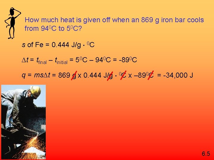 How much heat is given off when an 869 g iron bar cools from