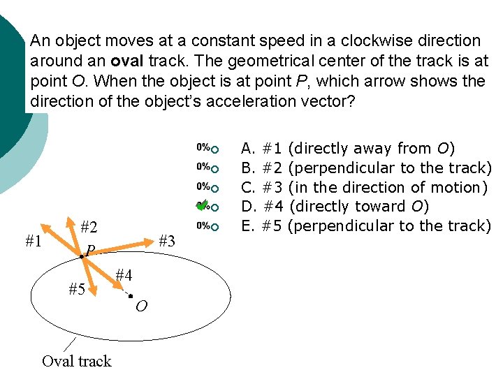 An object moves at a constant speed in a clockwise direction around an oval