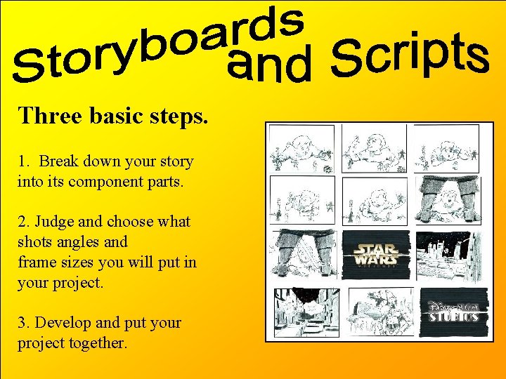 Three basic steps. 1. Break down your story into its component parts. 2. Judge