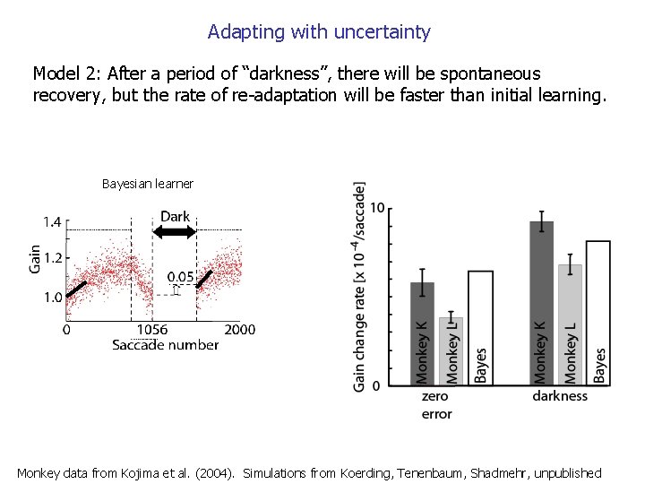 Adapting with uncertainty Model 2: After a period of “darkness”, there will be spontaneous