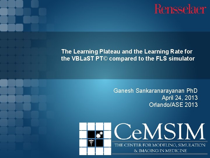 The Learning Plateau and the Learning Rate for the VBLa. ST PT© compared to