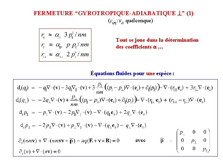 FERMETURE “GYROTROPIQUE-ADIABATIQUE ” (1) ( quelconque) Tout se joue dans la détermination des coefficients