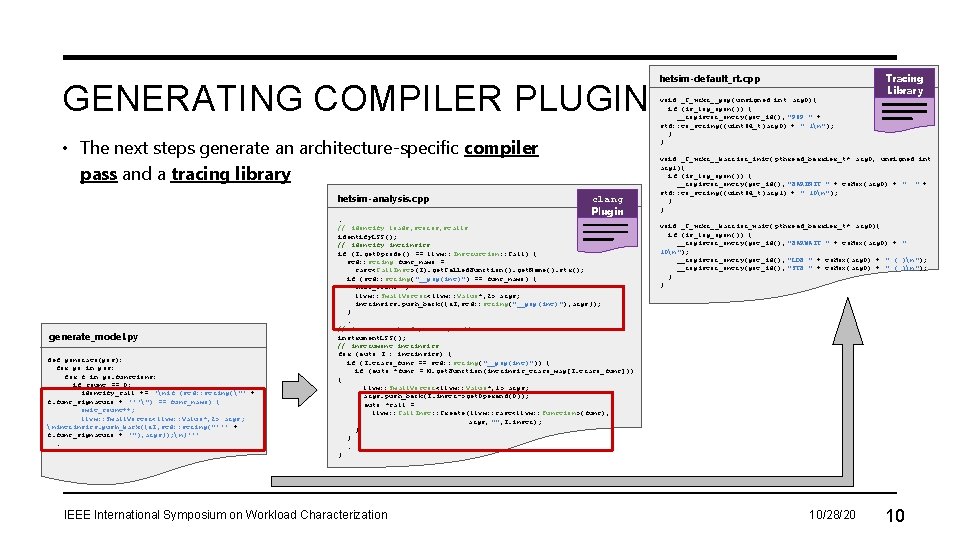 GENERATING COMPILER PLUGIN • The next steps generate an architecture-specific compiler pass and a