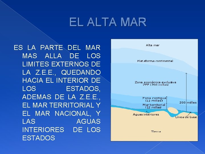 EL ALTA MAR ES LA PARTE DEL MAR MAS ALLA DE LOS LIMITES EXTERNOS