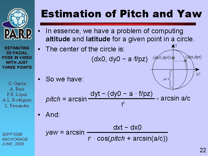 Estimation of Pitch and Yaw ESTIMATING 3 D FACIAL POSE IN VIDEO WITH JUST