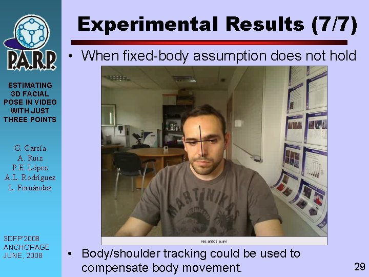 Experimental Results (7/7) • When fixed-body assumption does not hold ESTIMATING 3 D FACIAL
