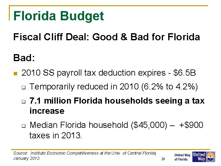 Florida Budget Fiscal Cliff Deal: Good & Bad for Florida Bad: n 2010 SS