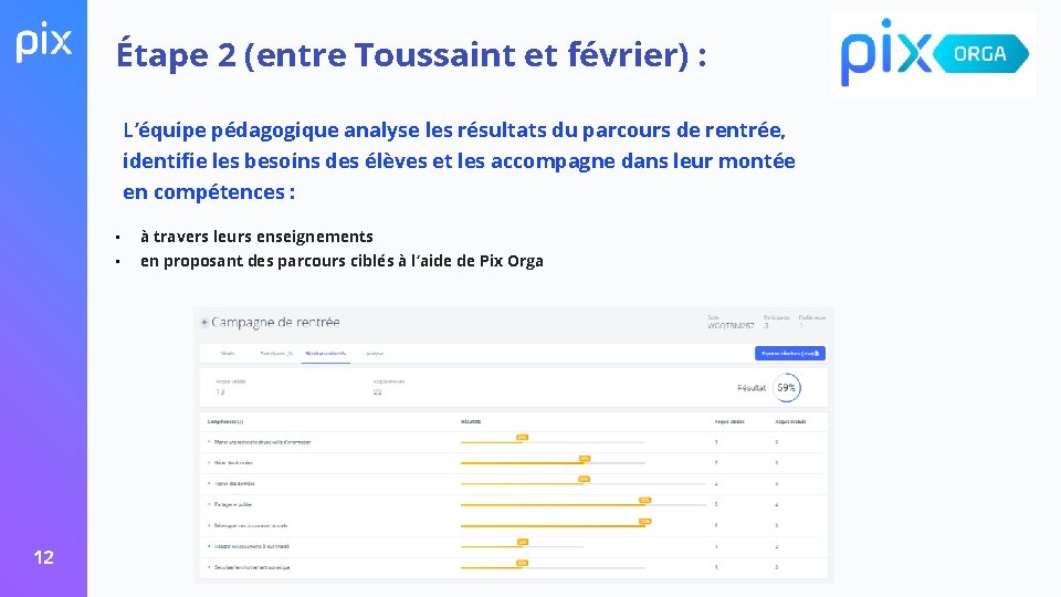 Étape 2 (entre Toussaint et février) : L’équipe pédagogique analyse les résultats du parcours