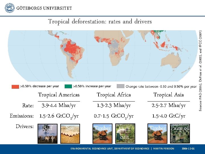 Tropical Americas Rate: 3. 9 -4. 4 Mha/yr Emissions: 1. 5 -2. 6 Gt.