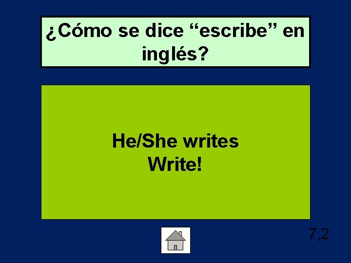 ¿Cómo se dice “escribe” en inglés? He/She writes Write! 7, 2 