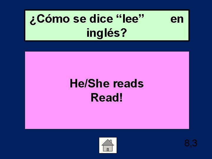 ¿Cómo se dice “lee” inglés? en He/She reads Read! 8, 3 