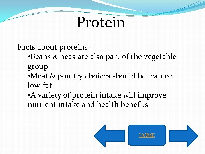 Protein Facts about proteins: • Beans & peas are also part of the vegetable