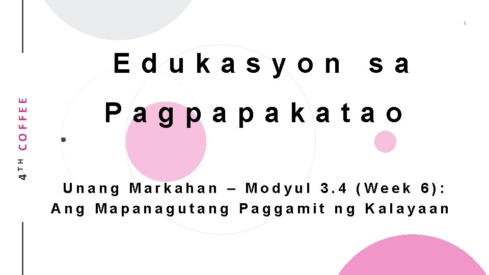 1 4 TH COFFEE Edukasyon sa Pagpapakatao Unang Markahan – Modyul 3. 4 (Week