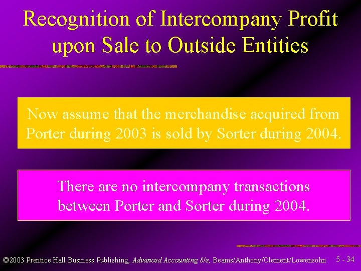Recognition of Intercompany Profit upon Sale to Outside Entities Now assume that the merchandise