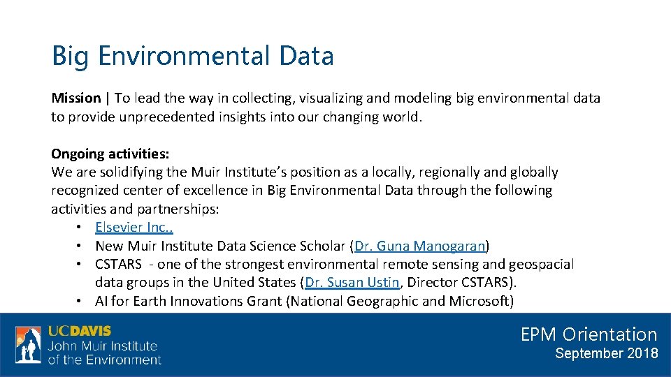 Big Environmental Data Mission | To lead the way in collecting, visualizing and modeling