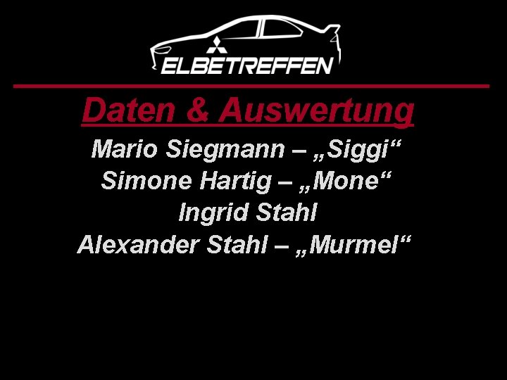 Daten & Auswertung Mario Siegmann – „Siggi“ Simone Hartig – „Mone“ Ingrid Stahl Alexander