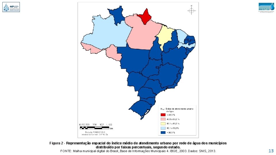 Figura 2 - Representação espacial do índice médio de atendimento urbano por rede de