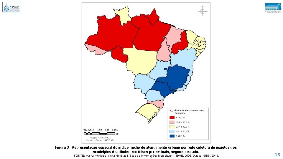 Figura 3 - Representação espacial do índice médio de atendimento urbano por rede coletora