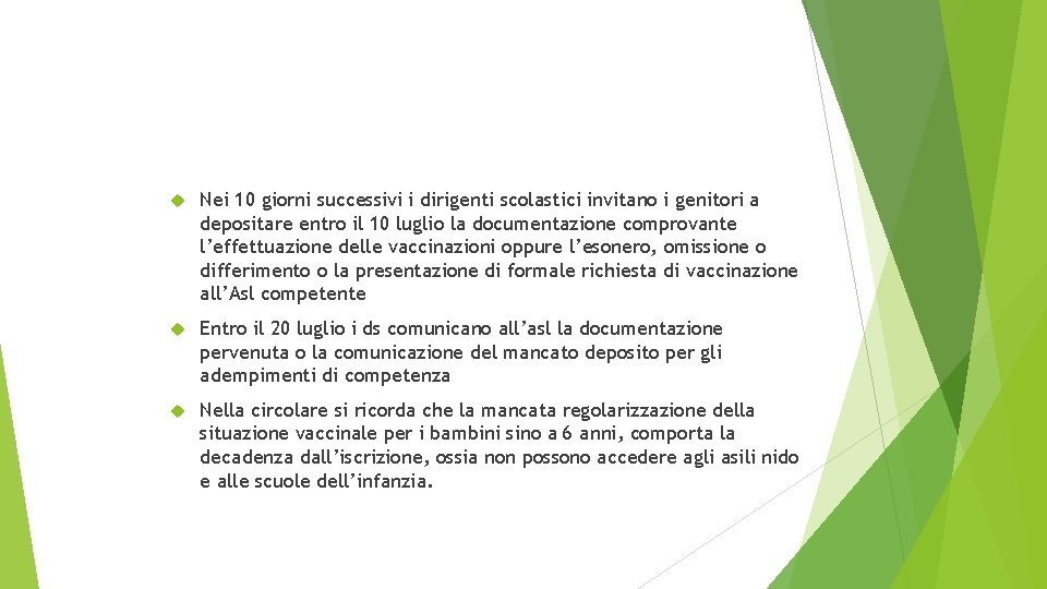  Nei 10 giorni successivi i dirigenti scolastici invitano i genitori a depositare entro