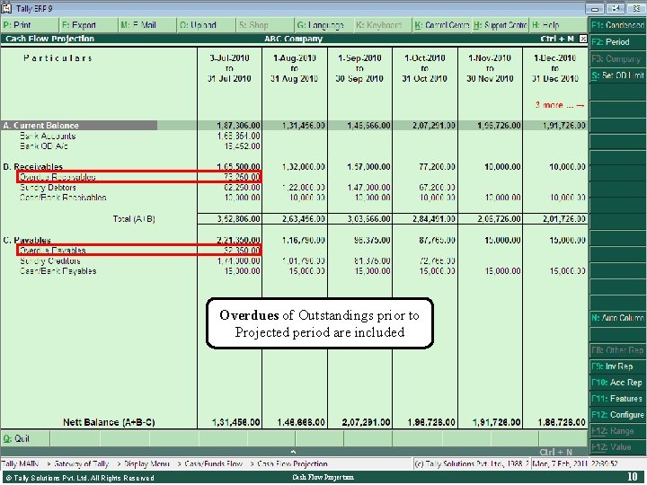 Cash Flow Projection • Configuring Cash Flow Projection • F 12: Configure Enable this